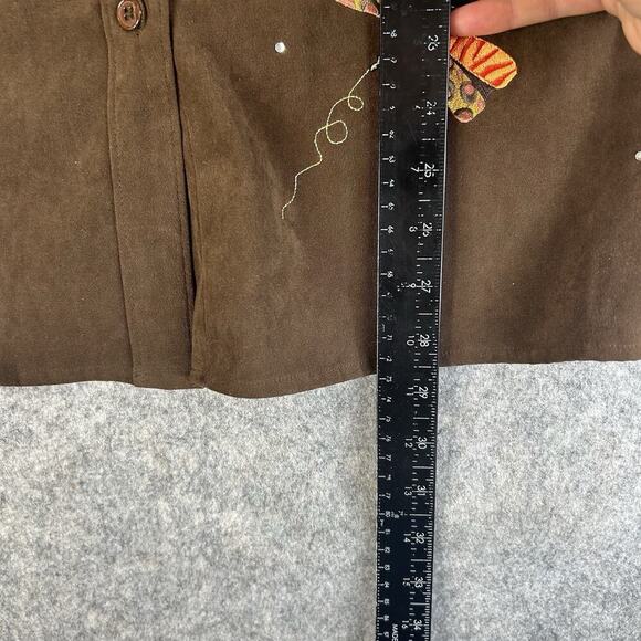 Quacker Factory Shirt Womens Medium Embroidered Dragonfly Button Down Artsy - Picture 8 of 8